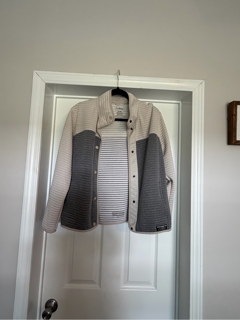 L.L. Bean Two-Tone Snap Jacket - Cream & Gray